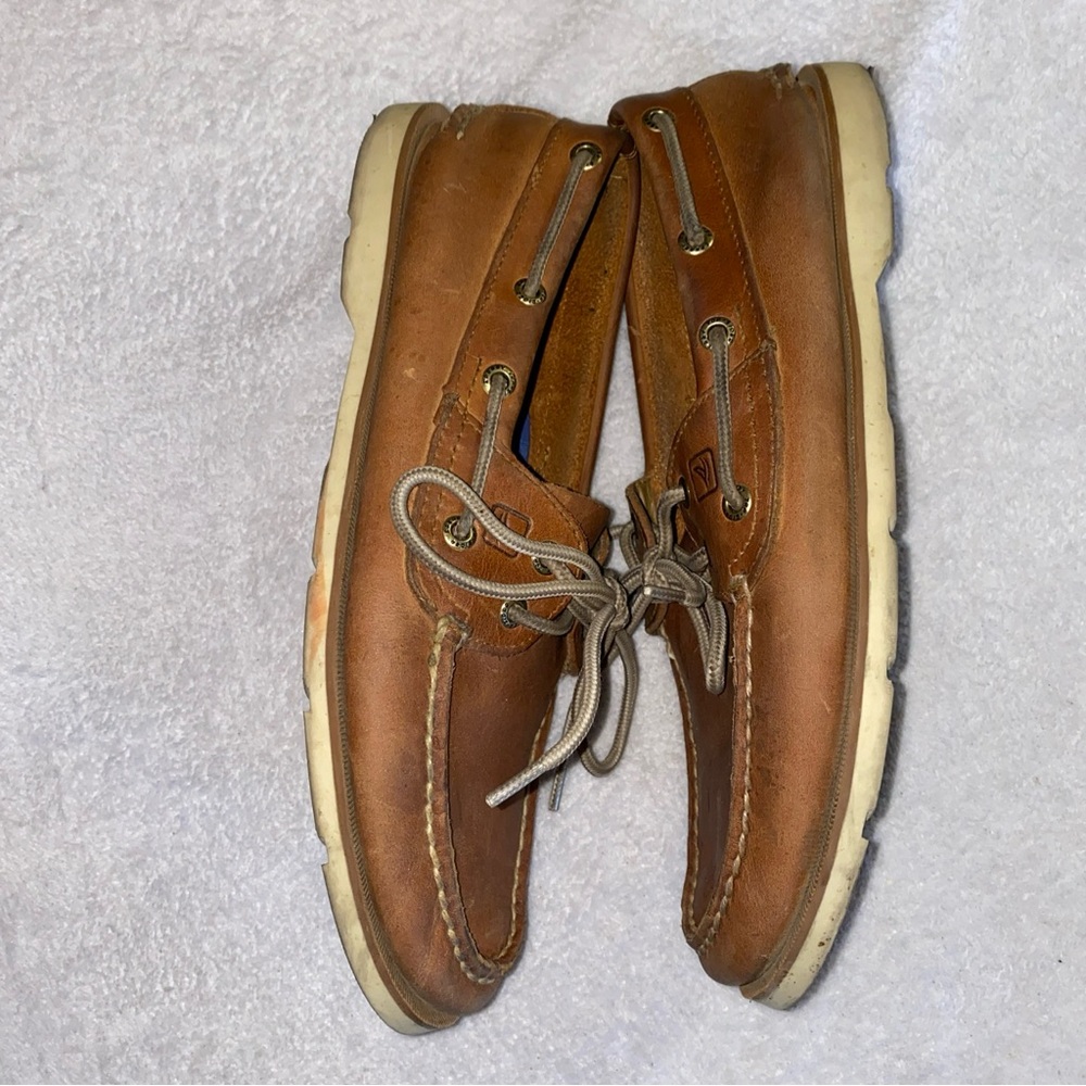 Sperry Top-Sider Mens 9 M Leather Boat Shoes Brown Cognac STS12002 Preppy Adult - Picture 4 of 13